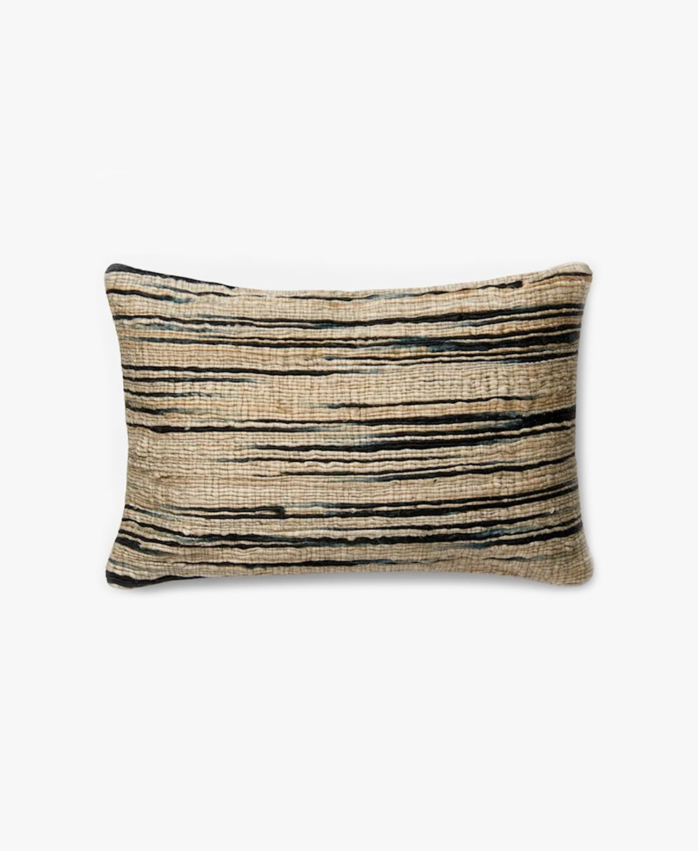 P4014 Space Dyed Jute Pillow - Navy/Beige