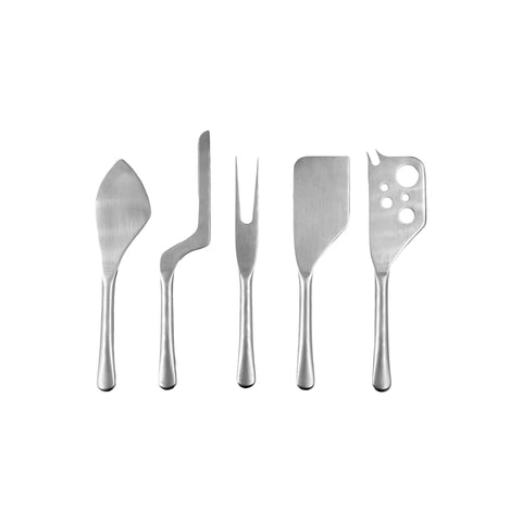 Barcelona 5-Piece Cheese Service Gift Set in Brushed Stainless Steel